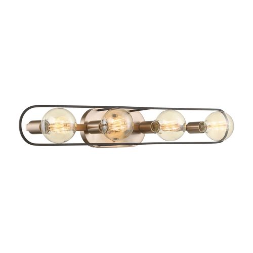 Main product image of Chassis 4 Light Vanity Copper Brushed Brass Finish w/ Matte Black Frame