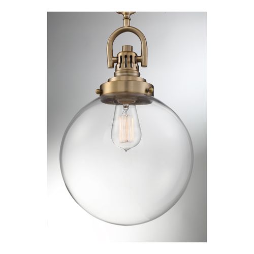 Main product image of Skyloft 1 Light Pendant Fixture Burnished Brass Finish w/ Clear Glass