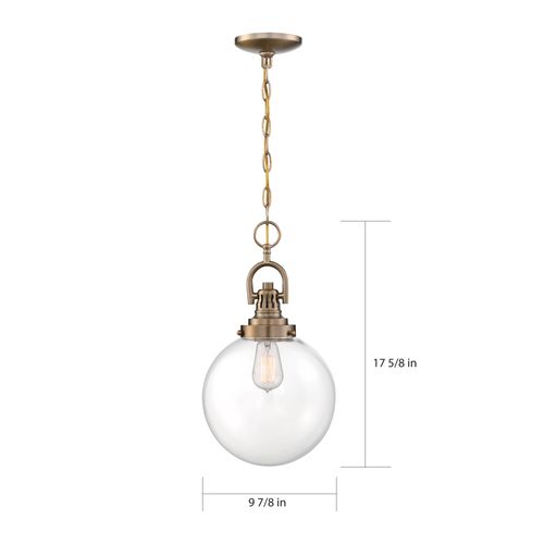 Main product image of Skyloft 1 Light Pendant Fixture Burnished Brass Finish w/ Clear Glass