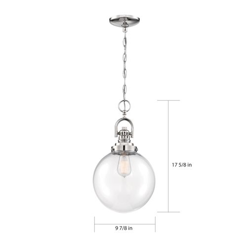 Main product image of Skyloft 1 Light Pendant Fixture Polished Nickel Finish w/ Clear Glass
