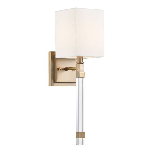 Main product image of Thompson 1 Light Wall Sconce Burnished Brass Finish w/ White Linen Shade