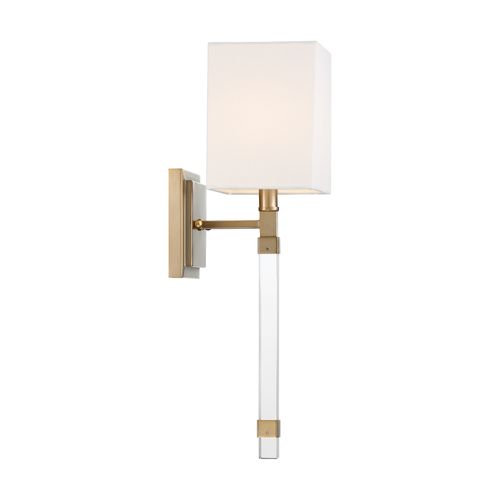 Main product image of Thompson 1 Light Wall Sconce Burnished Brass Finish w/ White Linen Shade