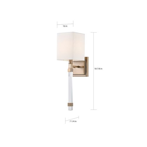 Main product image of Thompson 1 Light Wall Sconce Burnished Brass Finish w/ White Linen Shade