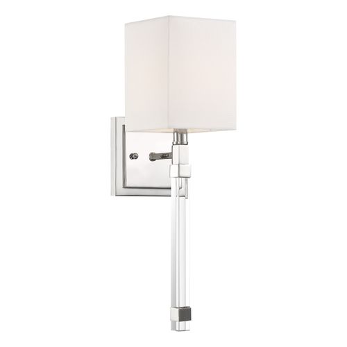 Main product image of Thompson 1 Light Wall Sconce Polished Nickel Finish w/ White Linen Shade