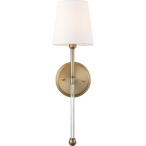 Main product image of Olmstead 1 Light Wall Sconce Burnished Brass Finish w/ White Linen Shade