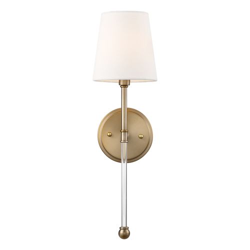 Main product image of Olmstead 1 Light Wall Sconce Burnished Brass Finish w/ White Linen Shade