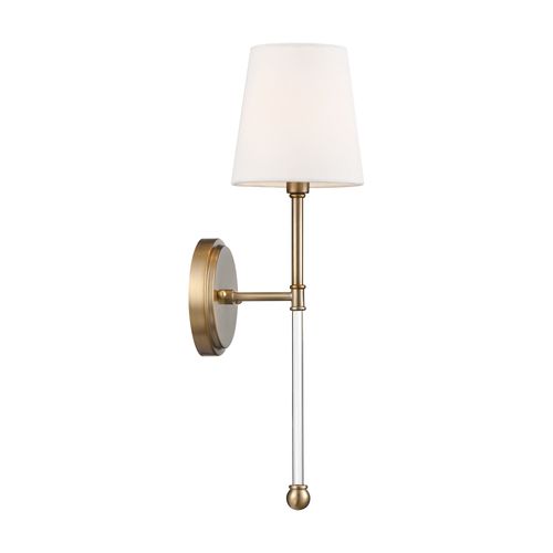 Main product image of Olmstead 1 Light Wall Sconce Burnished Brass Finish w/ White Linen Shade