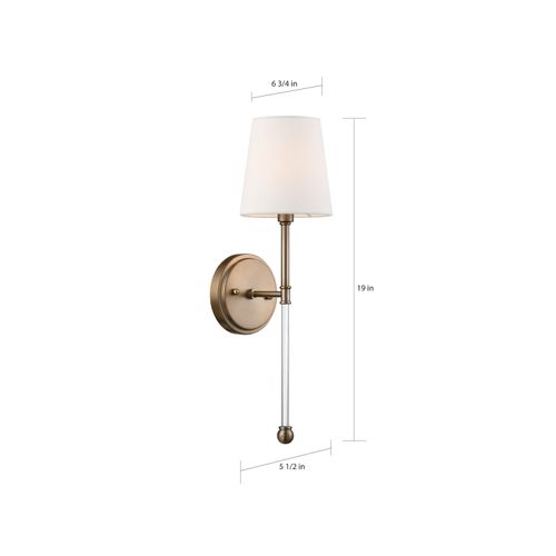 Main product image of Olmstead 1 Light Wall Sconce Burnished Brass Finish w/ White Linen Shade