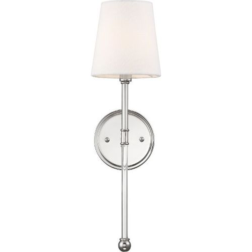 Main product image of Olmstead 1 Light Wall Sconce Polished Nickel Finish w/ White Linen Shade