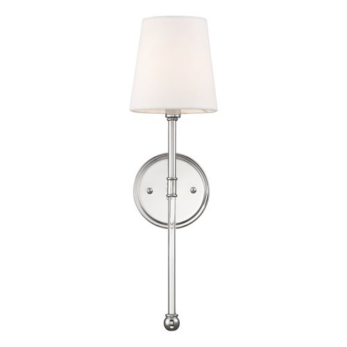 Main product image of Olmstead 1 Light Wall Sconce Polished Nickel Finish w/ White Linen Shade