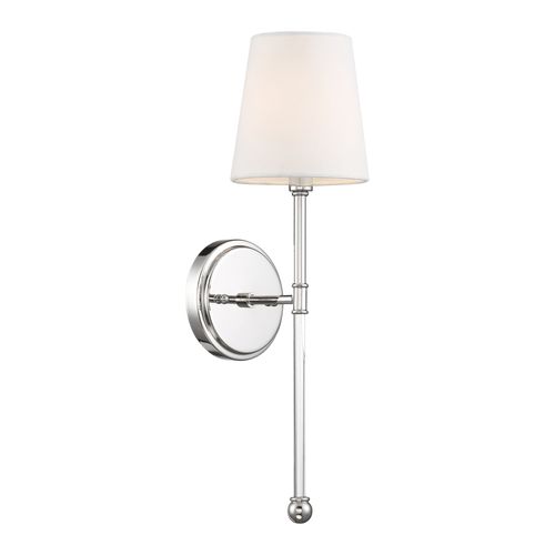 Main product image of Olmstead 1 Light Wall Sconce Polished Nickel Finish w/ White Linen Shade