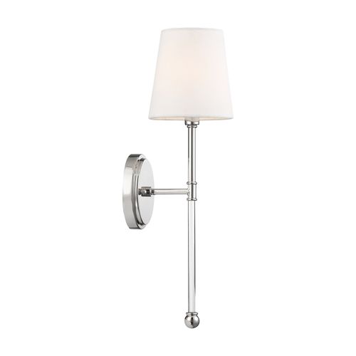 Main product image of Olmstead 1 Light Wall Sconce Polished Nickel Finish w/ White Linen Shade
