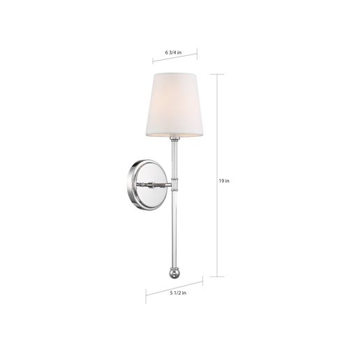 Main product image of Olmstead 1 Light Wall Sconce Polished Nickel Finish w/ White Linen Shade