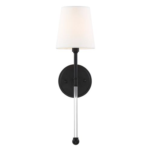 Main product image of Olmstead 1 Light Wall Sconce Aged Bronze Finish w/ White Linen Shade