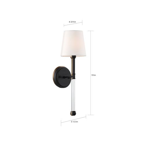 Main product image of Olmstead 1 Light Wall Sconce Aged Bronze Finish w/ White Linen Shade