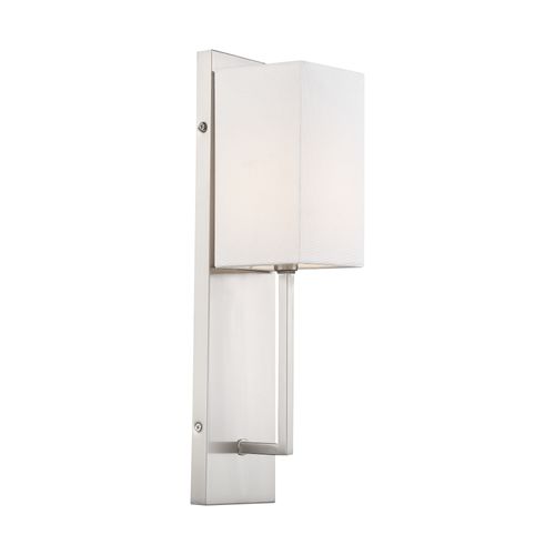 Main product image of Vesey 1 Light Wall Sconce Brushed Nickel Finish w/ White Linen Shade