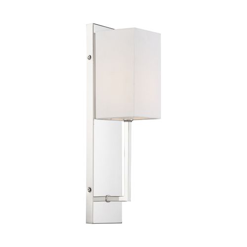 Main product image of Vesey 1 Light Wall Sconce Polished Nickel Finish w/ White Linen Shade