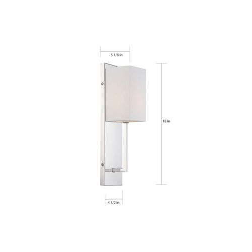 Main product image of Vesey 1 Light Wall Sconce Polished Nickel Finish w/ White Linen Shade