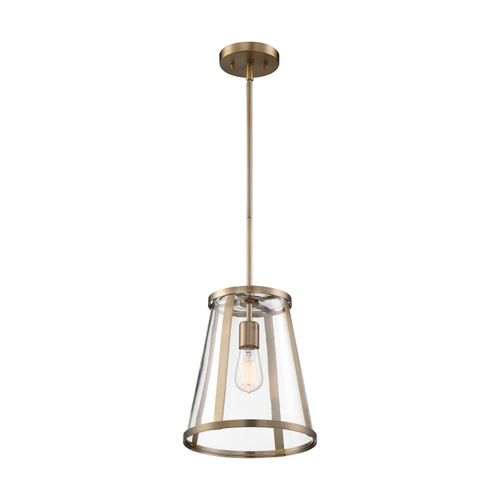 Main product image of Bruge 1 Light Pendant Fixture Burnished Brass Finish w/ Clear Glass