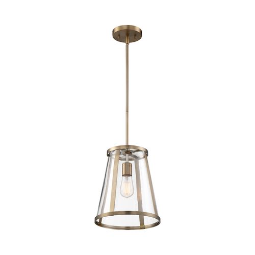 Main product image of Bruge 1 Light Pendant Fixture Burnished Brass Finish w/ Clear Glass