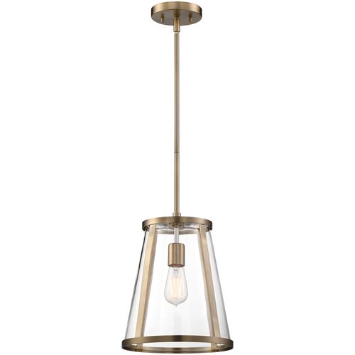 Main product image of Bruge 1 Light Pendant Fixture Burnished Brass Finish w/ Clear Glass
