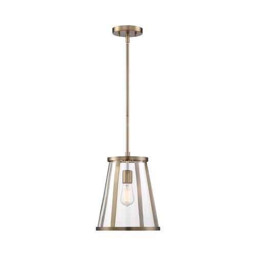 Main product image of Bruge 1 Light Pendant Fixture Burnished Brass Finish w/ Clear Glass