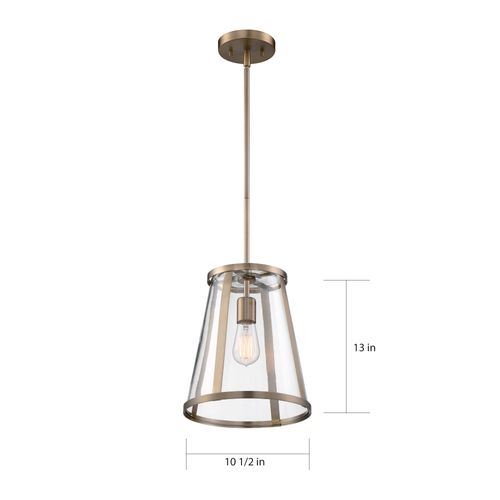 Main product image of Bruge 1 Light Pendant Fixture Burnished Brass Finish w/ Clear Glass