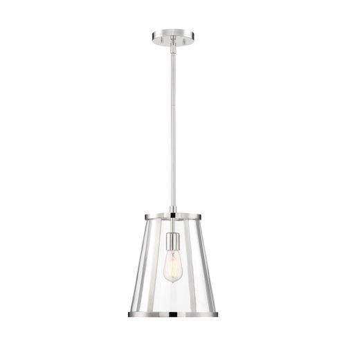 Main product image of Bruge 1 Light Pendant Fixture Polished Nickel Finish w/ Clear Glass