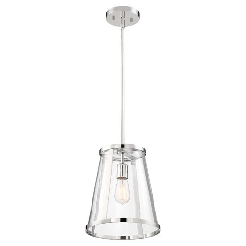Main product image of Bruge 1 Light Pendant Fixture Polished Nickel Finish w/ Clear Glass