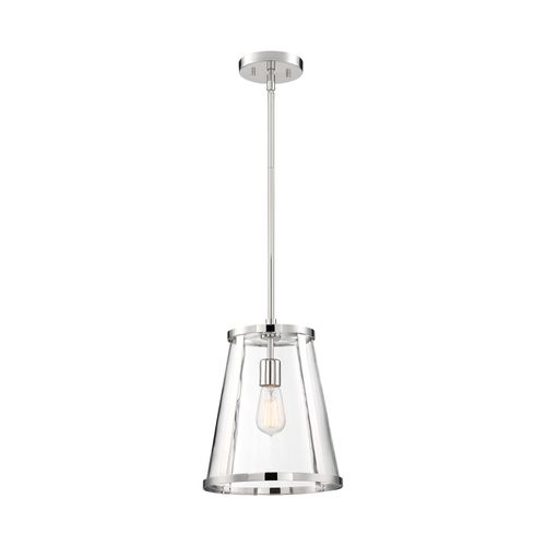 Main product image of Bruge 1 Light Pendant Fixture Polished Nickel Finish w/ Clear Glass