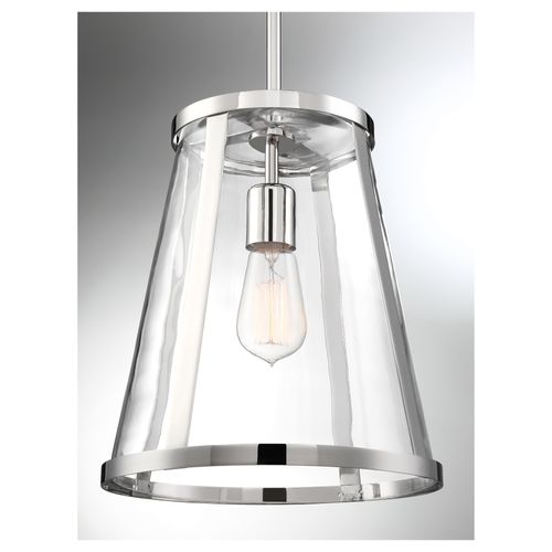 Main product image of Bruge 1 Light Pendant Fixture Polished Nickel Finish w/ Clear Glass