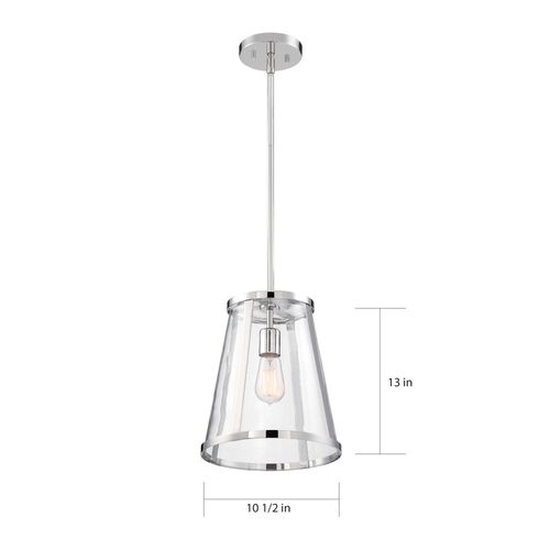 Main product image of Bruge 1 Light Pendant Fixture Polished Nickel Finish w/ Clear Glass