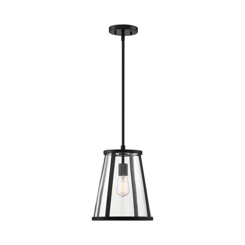Main product image of Bruge 1 Light Pendant Fixture Matte Black Finish w/ Clear Glass