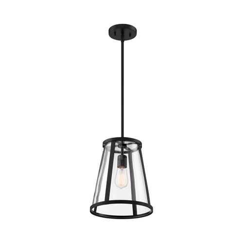 Main product image of Bruge 1 Light Pendant Fixture Matte Black Finish w/ Clear Glass