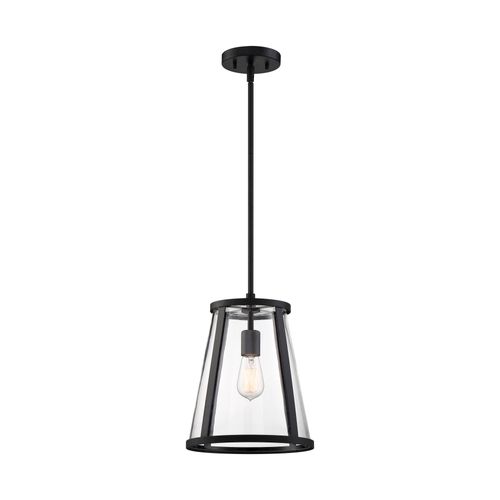 Main product image of Bruge 1 Light Pendant Fixture Matte Black Finish w/ Clear Glass