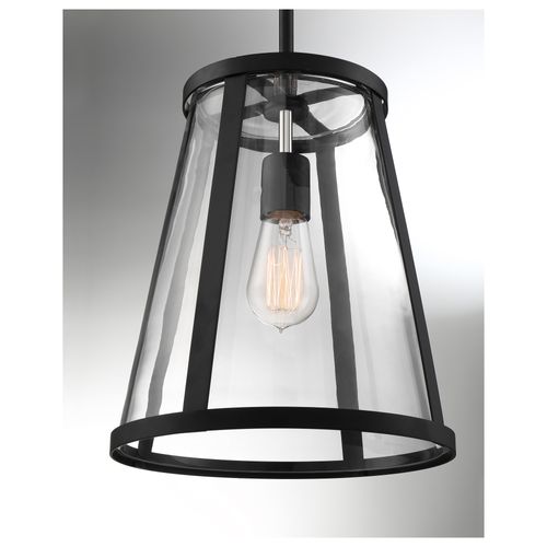 Main product image of Bruge 1 Light Pendant Fixture Matte Black Finish w/ Clear Glass