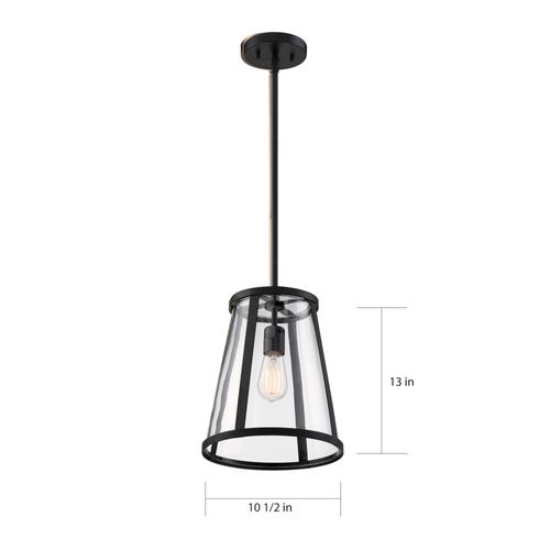 Main product image of Bruge 1 Light Pendant Fixture Matte Black Finish w/ Clear Glass