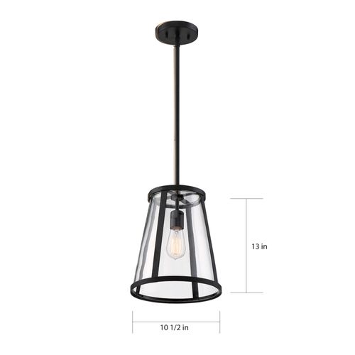 Main product image of Bruge 1 Light Pendant Fixture Matte Black Finish w/ Clear Glass