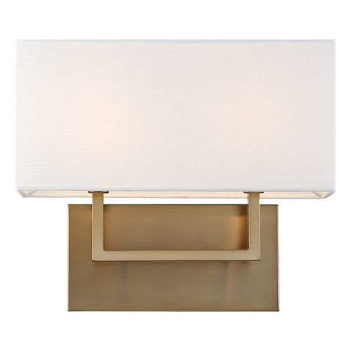 Main product image of Tribeca 2 Light Vanity Burnished Brass Finish w/ White Linen Shade