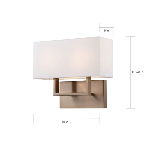 Main product image of Tribeca 2 Light Vanity Burnished Brass Finish w/ White Linen Shade