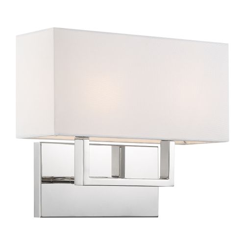 Main product image of Tribeca 2 Light Vanity Polished Nickel Finish w/ White Linen Shade