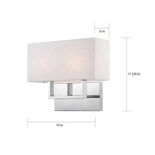 Main product image of Tribeca 2 Light Vanity Polished Nickel Finish w/ White Linen Shade