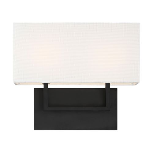 Main product image of Tribeca 2 Light Vanity Aged Bronze Finish w/ White Linen Shade