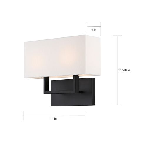 Main product image of Tribeca 2 Light Vanity Aged Bronze Finish w/ White Linen Shade