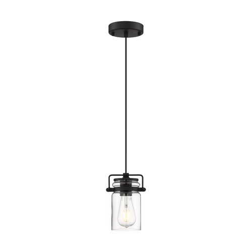 Main product image of Antebellum 1 Light Mini Pendant Fixture Matte Black Finish w/ Clear Glass