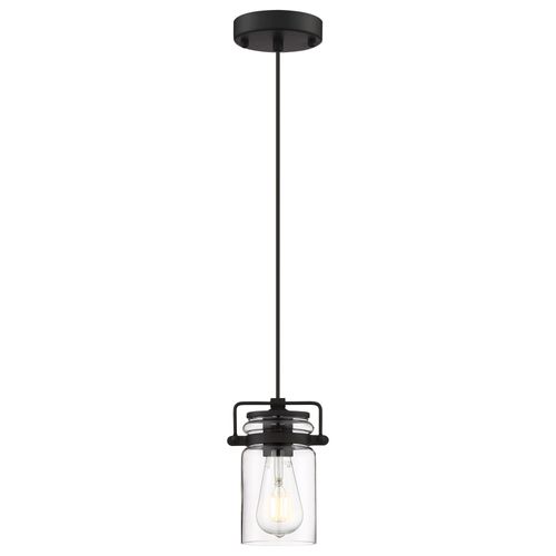 Main product image of Antebellum 1 Light Mini Pendant Fixture Matte Black Finish w/ Clear Glass