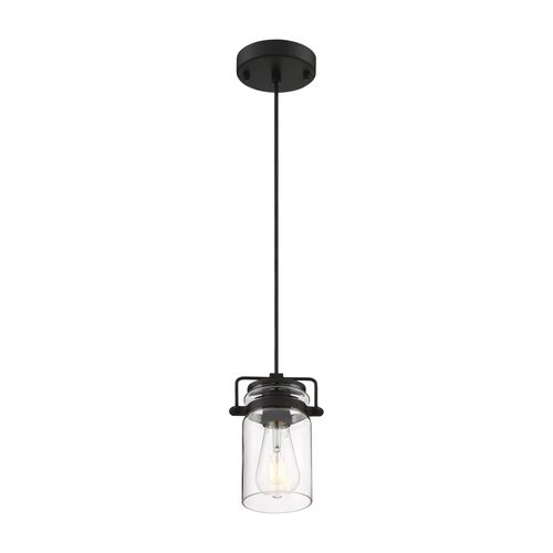 Main product image of Antebellum 1 Light Mini Pendant Fixture Matte Black Finish w/ Clear Glass