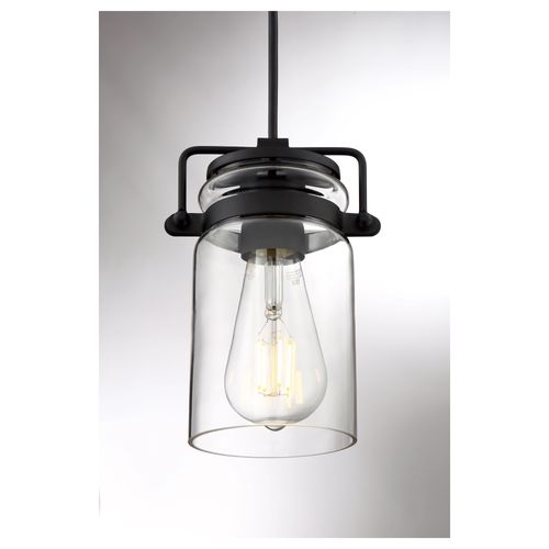 Main product image of Antebellum 1 Light Mini Pendant Fixture Matte Black Finish w/ Clear Glass