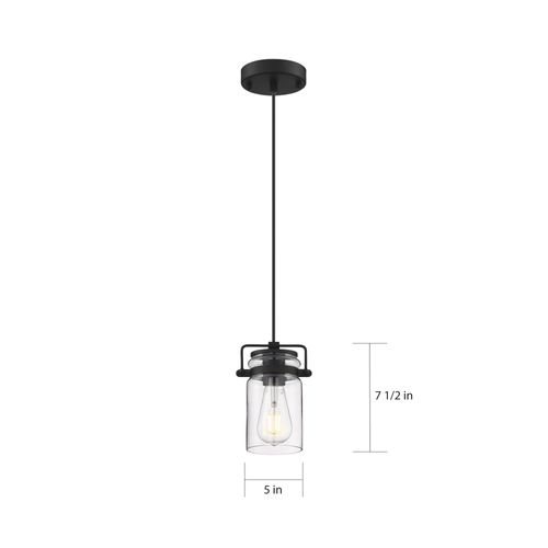 Main product image of Antebellum 1 Light Mini Pendant Fixture Matte Black Finish w/ Clear Glass