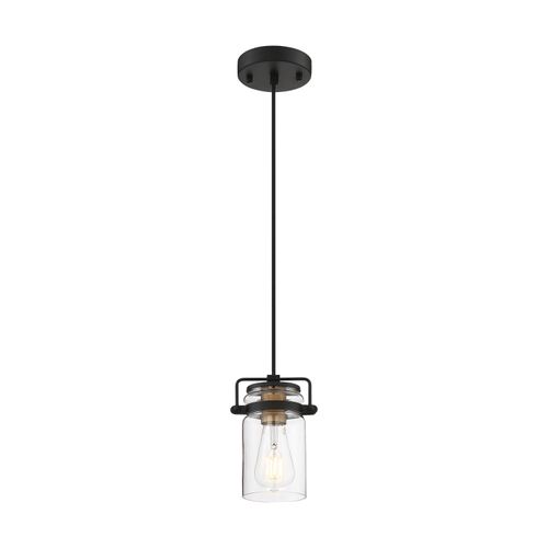 Main product image of Antebellum 1 Light Mini Pendant Fixture Black and Aged Gold Finish w/ Clear Glass